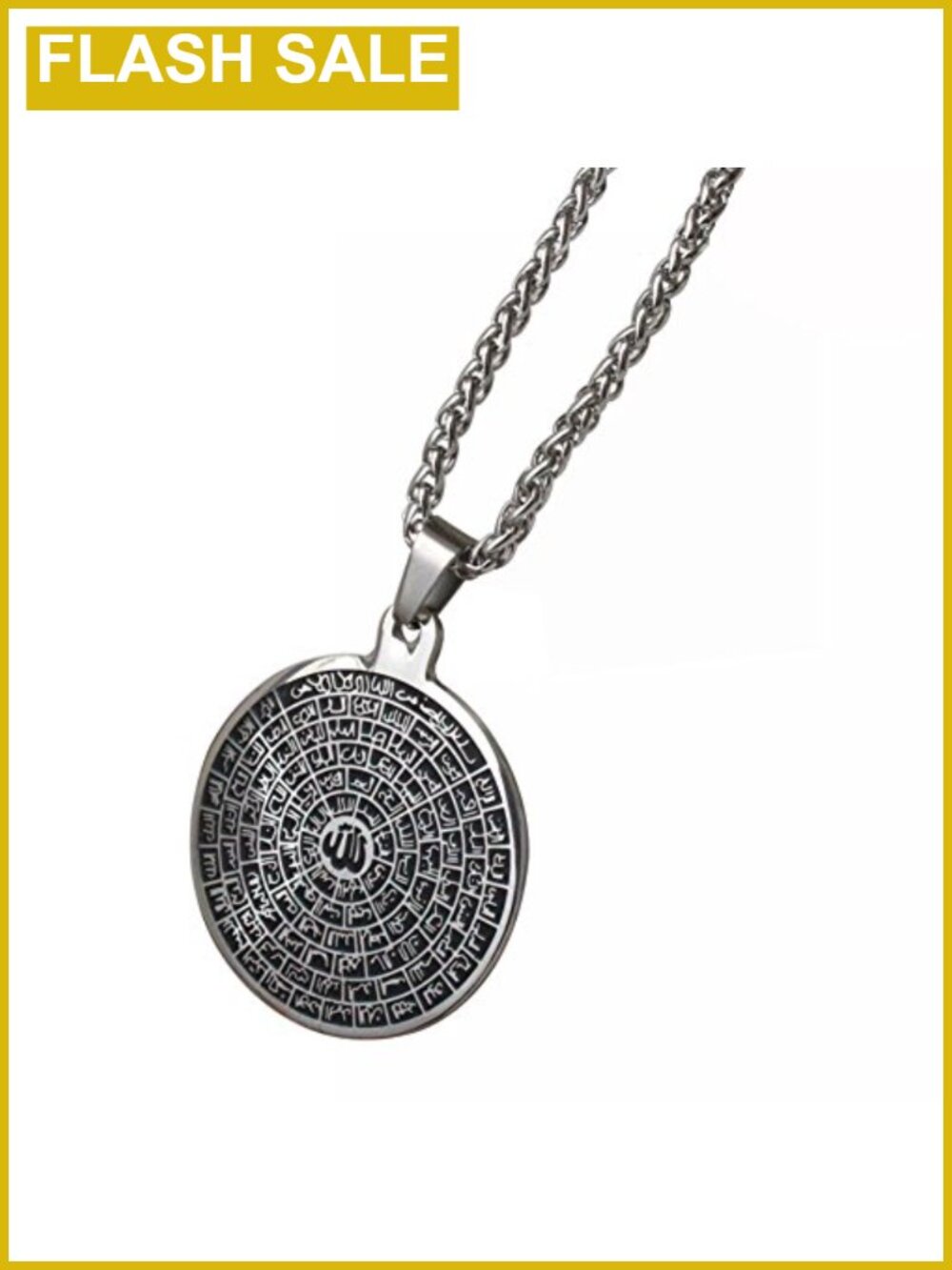 Stainless Steel 99 Names of Allah Necklace 60cm Box Chain Islamic Muslim Jewelry